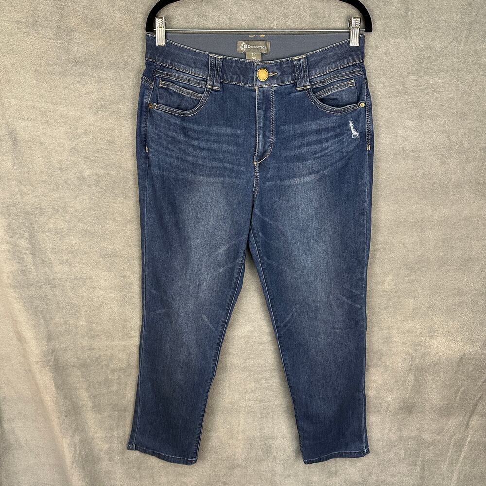 Democracy Absolution Jeans Womens 12 Blue Straight Stretch Denim High Rise
